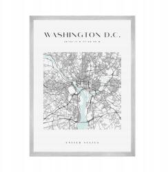  Várostérkép poszter Washington Usa négyzet alakú 21x29, 7 cm ezüst keret (MP1-0042_21X29,7,039)