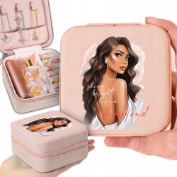  Ékszerdoboz Rózsaszín Női Finom Mintákkal (Organizer Na Biżuterię Pudrowy Róż)