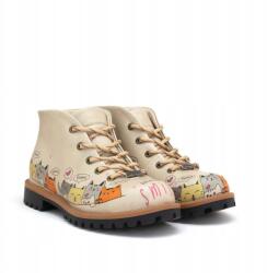  Női bézs színű bokacsizma Goby képregény macskákkal WTKS149 35 (16409)