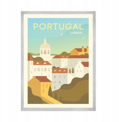  Portugália Térkép Poszter Európa 21x29, 7 cm Ezüst Színű Keret (MP1-0165_21X29,7,039)