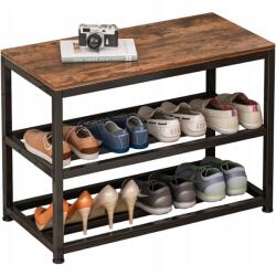 Muvu Cipősszekrény Ülőgarnitúra Nagy Polcos Ipari Loft Fa Retro 62 CM (SZAFKA NA BUTY SIEDZISKIEM)