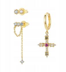 M. Jopek Ezüst Fülbevaló 925 Ezüst Piercing Kereszt Cirkónia M. jopek