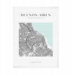  Buenos Aires várostérkép poszter, négyzet alakú, 21x29, 7 cm fehér keret (MP1-0075_21X29,7,063)