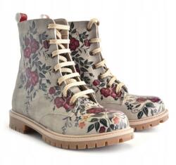  Női bézs színű, fűzős bokacsizma Goby virágmintával TMB1046 42 (16148)