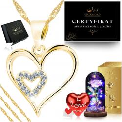 Golden Haus Arany Nyaklánc Szívecskével 925 Örök Rózsa Ajándék 18 20 30 40 50 (Urodziny Imieniny Rocznice 18 mamy córki żony)