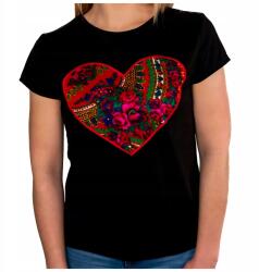  Női blúz hímzett szívvel Hegyi pamut póló Virágok Méret XL