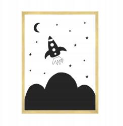  Gyerek és ifjúsági poszter, grafika, rakéta, 50x70 cm arany keret (MP1-0235_50X70,045)