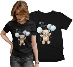 Aradena Női Póló Fehér Fekete Kismama Party T-shirt Női Fazon Ajándék S (134 S It's a Boy)