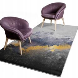 StandHeiz Szőnyeg 120X170 Elegáns Divatos Minta Szürke Kék Arany Csúszásgátló Bcf (43K)