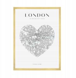  London várostérkép plakát szívvel 50x70 cm arany keret (MP1-0026_50X70,045)