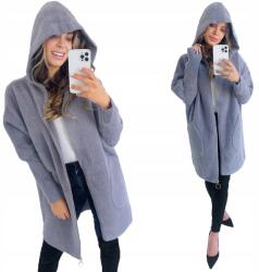 Soprato Klasszikus Meleg Alpaka Kabát Cipzáras, Szürke Színben