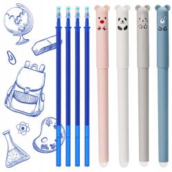 Ragi Törölhető zselés toll szett 4 db-os utántöltő Állat motívum radírral (Długopis Zmazywalny Ścieralny Wkłady)