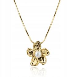 Ecarla Nyaklánc Nemesacélból, 14K Arannyal Futatva, Virág Gyönggyel (NST2183)