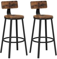 Vasagle Set 2 scaune de bar industriale, maro rustic, oțel și lemn, (LBC026B01V2)
