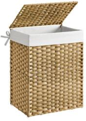 Songmics Coș rufe ratan sintetic, capac, 90 l, natur, 45, 5x32x61 cm (LCB51NL)