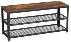 VASAGLE Bancă pentru pantofi rustică cu rafturi, lemn și oțel, 100x (LBS078B01) Raft