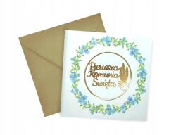 Henry Elsőáldozási Üdvözlőlap Nefelejcs Virágokkal, 3D Lakkozott