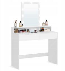 Songmics Modern fehér fésülködőasztal tükör Led világítással Glamour fiókos polcok (RDT164W01)