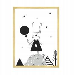  Gyerekszoba poszter Nyuszi lufival 50x70 cm arany keret (MP1-0226_50X70,045)