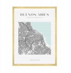  Buenos Aires várostérkép poszter, négyzet alakú, 50x70 cm arany keret (MP1-0075_50X70,045)