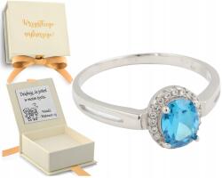  Ezüst Gyűrű Türkiz Kővel És Cirkóniákkal Gravírozás Ajándék 21 (biżuteria na urodziny imieniny rocznicę)