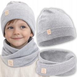 Bubalove Fiú Sapka Késkötő Szett Őszi Tavaszi Szürke melanzs 40-46 cm Wn (Czapka i komin dla chłopca melanż 40-46)