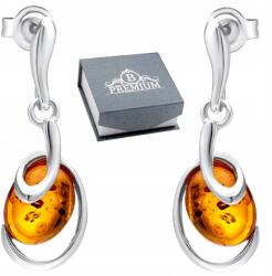  Ezüst fülbevaló 925 Balti borostyán göndör (Kolczyki 925 Bursztyn Bałtycki)