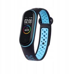  Xiaomi Szíj MI Band 3/4 Perforált Fekete-kék Csere (Opaska Zamienna Pasek do Xiaomi Mi Band 3/4)