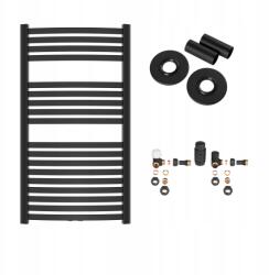 INVENA Fekete létra radiátor fürdőszobába, tartozékokkal (UG-03-10S)