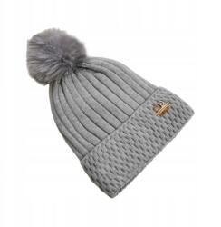 Ecarla Szürke kötött téli sapka pomponnal és felvarróval (CZ33WZ2)