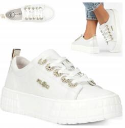 Filippo Női Bőr Félcipő 37 Fehér Filippo Fűzött Platform Sneakerek (FILIPPO DP6237/24 WH)