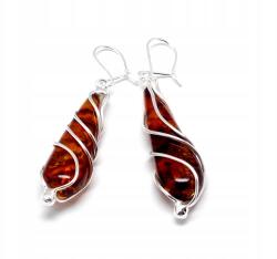 Biżuteria Front Ezüst Fülbevaló Borostyánnyal (7076J)