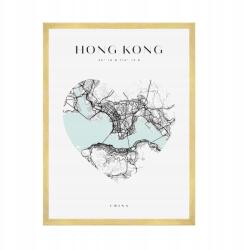  Hong Kong várostérkép plakát szívvel 50x70 cm arany keret (MP1-0074_50X70,045)