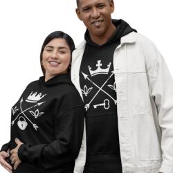 Aradena Meleg kapucnis pulóver szett Valentin napra pároknak, Kulcs és Lakat mintával, M-es méret (51 52 M Klucz Kłódka)