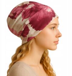  Beanie női sapka olasz vékony hupikék törpikék pamut fehér, virágos