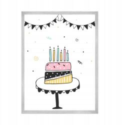  Születésnapi poszter, születésnapi torta, buli, 21x29, 7 cm, ezüst keret (MP1-0295_21X29,7,039)