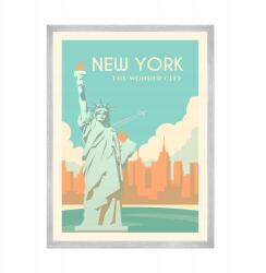  New York város plakát, Szabadság-szobor, 21x29, 7 cm ezüst színű keret (MP1-0191_21X29,7,039)