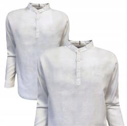  Ing Lenvászon légáteresztő nyári állógalléros gombos fehér 3XL Bagarda