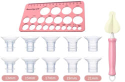 Momcozy S12 Pro / M5 / M6 / S9 Pro kompatibilis mellszívó tölcsér szett (10 db, 13-21mm) mérősablon és tisztítókefe (00062)