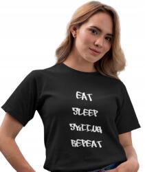 Aradena Női Póló Fehér Fekete T-shirt Síelés Mintás Születésnapi Ajándék S (134 S Eat Sleep Skiing Repeat)