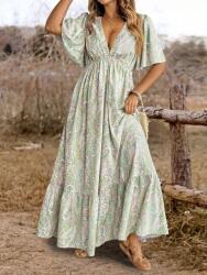 Shein EC32106 Shein Mintás Ruha Maxi V-nyakkivágással Boho (4) 44