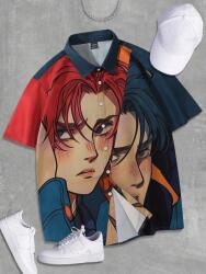 Shein LC42106 Shein Férfi Rövid Ujjú Ing Nyomott Mintával (4) L