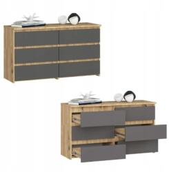 AKORD Komód szekrény CL100 6 fiókos artisan-grafit Akd (KOMMCL1006SZARTGRAPHSPK)