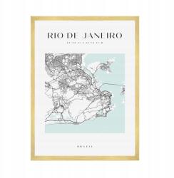  Rio De Janeiro Brazília várostérkép plakát, négyzet alakú, 50x70 cm arany keret (MP1-0141_50X70,045)