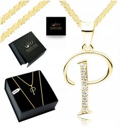 Golden Haus Arany Női Nyaklánc Medál P Betű 925 Ajándék Nőknek 55 CM (złoty naszyjnik łańcuszek dla kobiety żony pr)