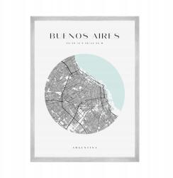  Buenos Aires várostérkép plakát, kb. 21x29, 7 cm ezüst színű keret (MP1-0076_21X29,7,039)