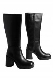 Boohoo LC53211 Boohoo Fekete Magasszárú Csizma Magas Sarkú Cipzár Oszlop (4) 41 (GZZ59250_black)