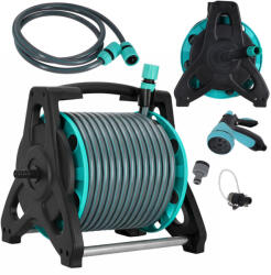  Kerti tömlő állványon LUARO locsoló pisztoly behúzó 30m (KX2852)