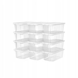 Songmics 12 darabos átlátszó dobozkészlet, fehér fedéllel (SGM-LSP12WT)