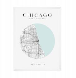  Chicago várostérkép poszter, kb. 21x29, 7 cm fehér keret (MP1-0094_21X29,7,063)